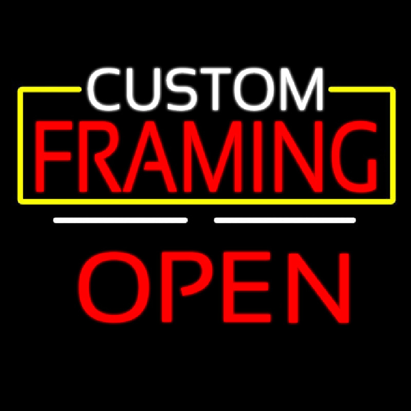 Custom Framing Open White Line Neontábla