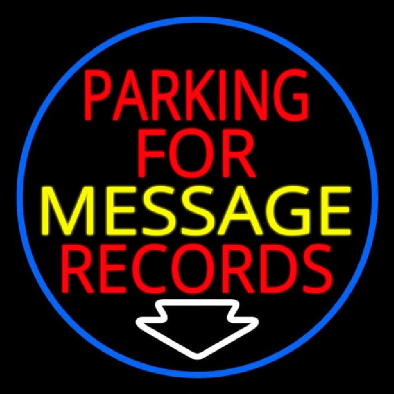 Custom Red Parking For Records White Border Neontábla