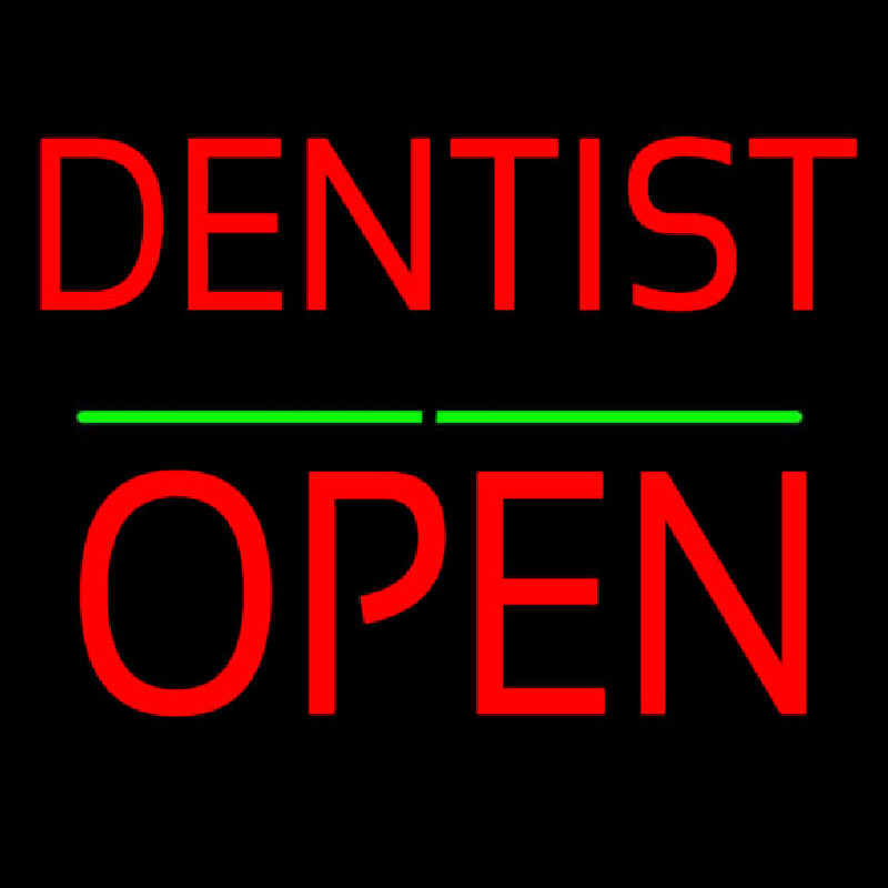 Dentist Block Open Green Line Neontábla