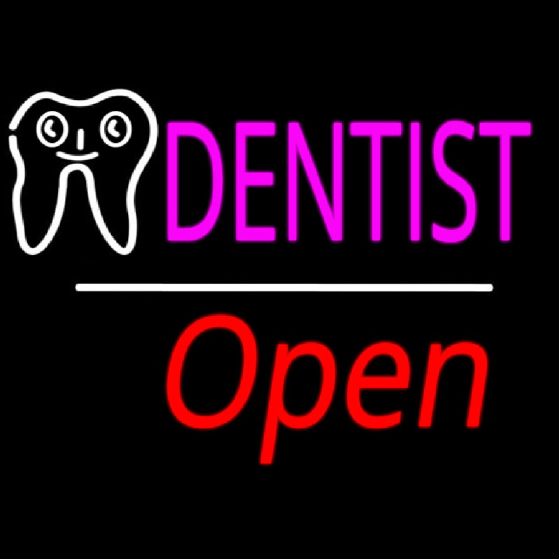 Dentist Logo Open White Line Neontábla