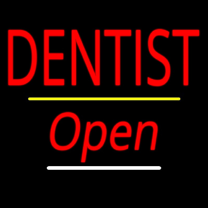 Dentist Open Yellow Line Neontábla