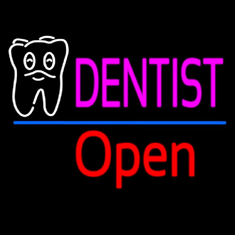 Dentist Tooth Logo Open Neontábla