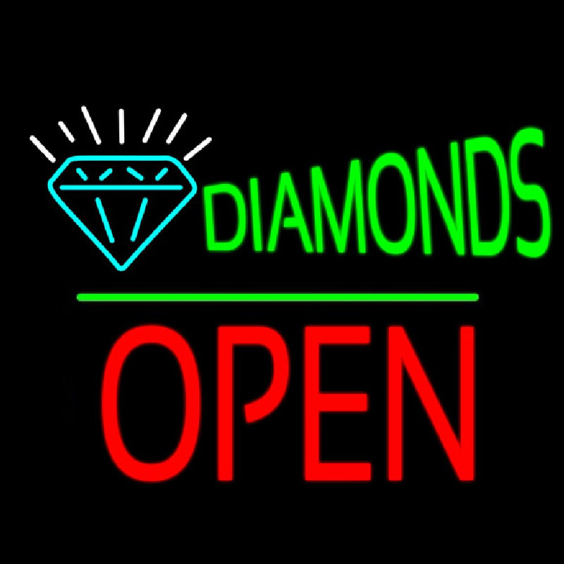 Diamonds Logo Block Open Green Line Neontábla