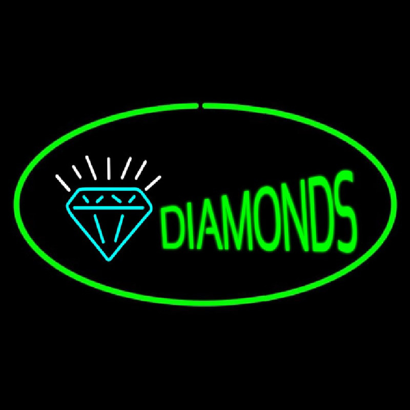 Diamonds Logo Green Oval Neontábla