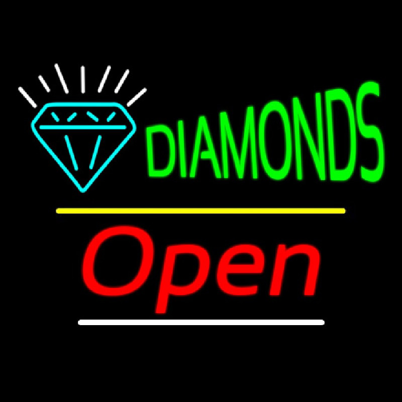 Diamonds Logo Open Yellow Line Neontábla