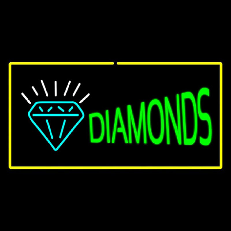 Diamonds Logo Yellow Rectangle Neontábla