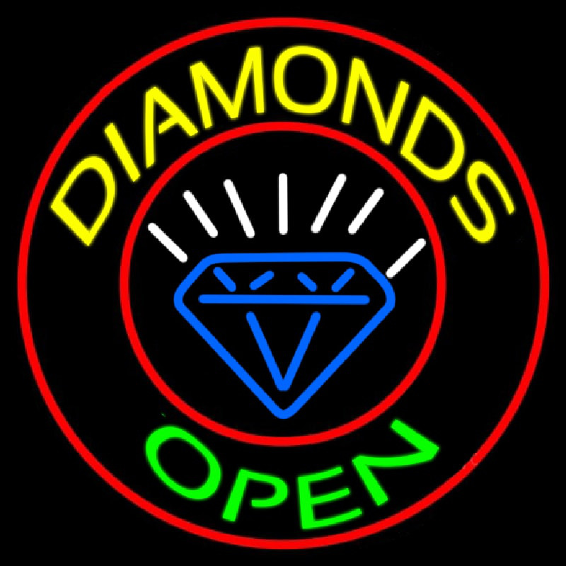 Diamonds Open Block With Logo Neontábla