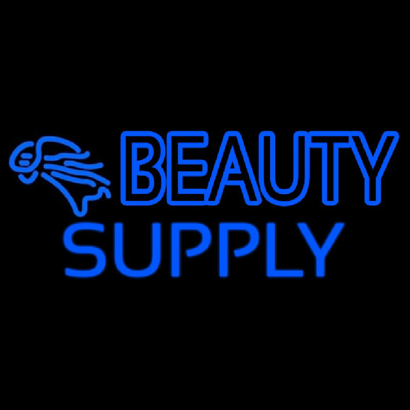 Double Stroke Blue Beauty Supply Neontábla