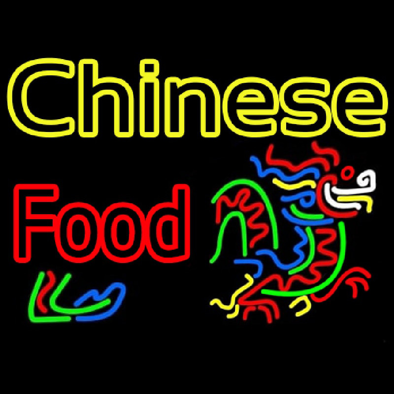 Double Stroke Chinese Food Logo Neontábla