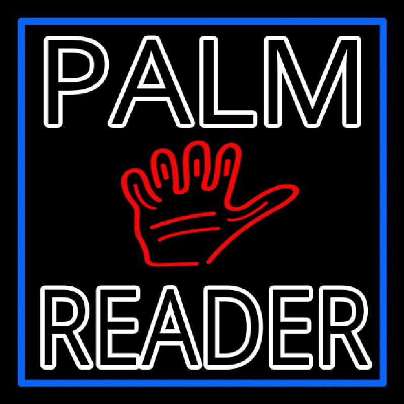 Double Stroke Palm Reader With Blue Border Neontábla