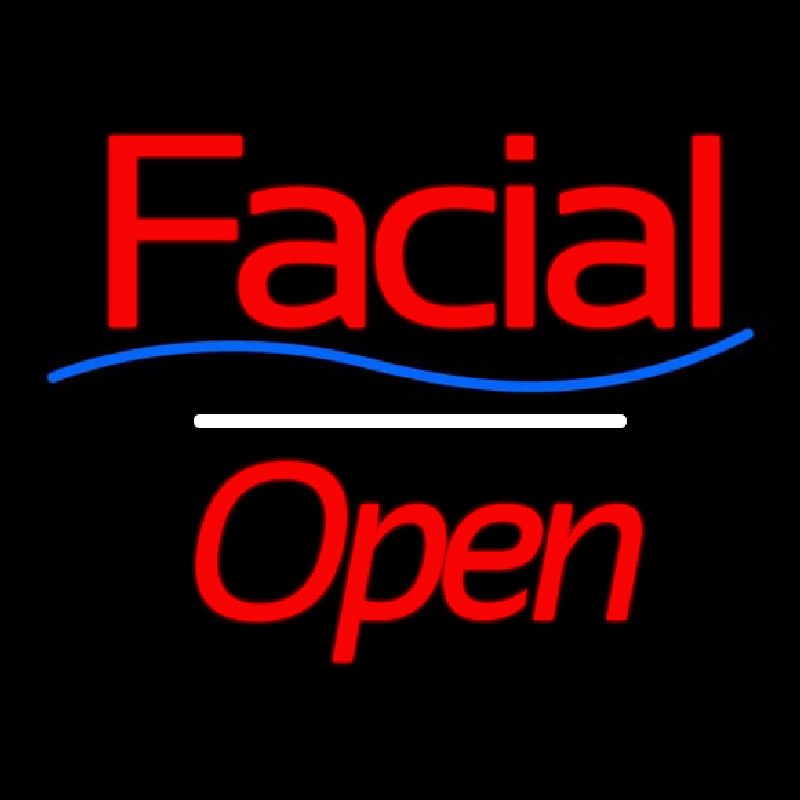 Facial Open White Line Neontábla