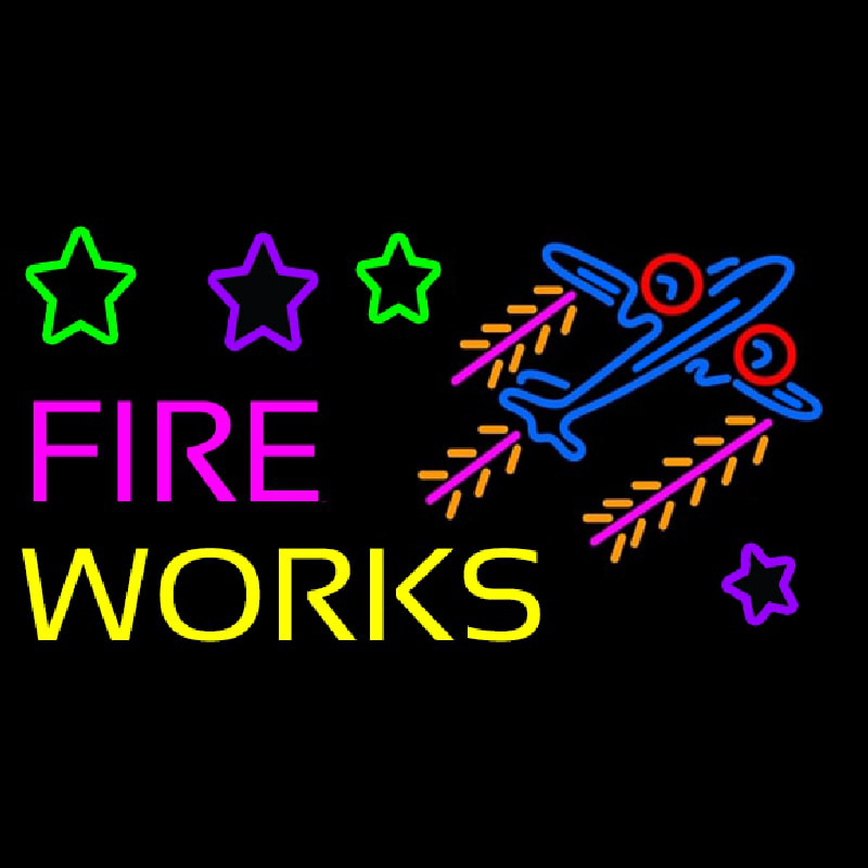 Fire Work Cartoon Logo 2 Neontábla