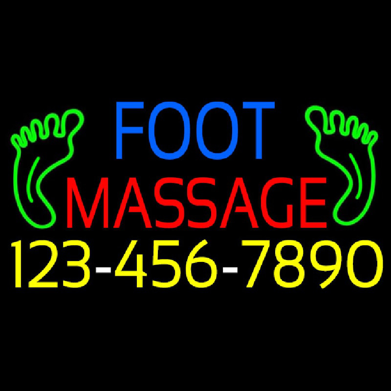 Foot Massage Logo And Number Neontábla