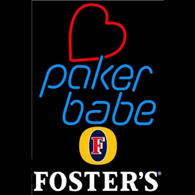 Fosters Poker Girl Heart Babe Beer Sign Neontábla