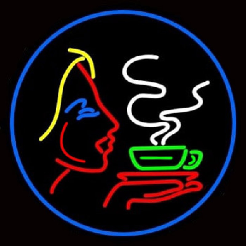 Girl Logo With Hot Coffee Neontábla