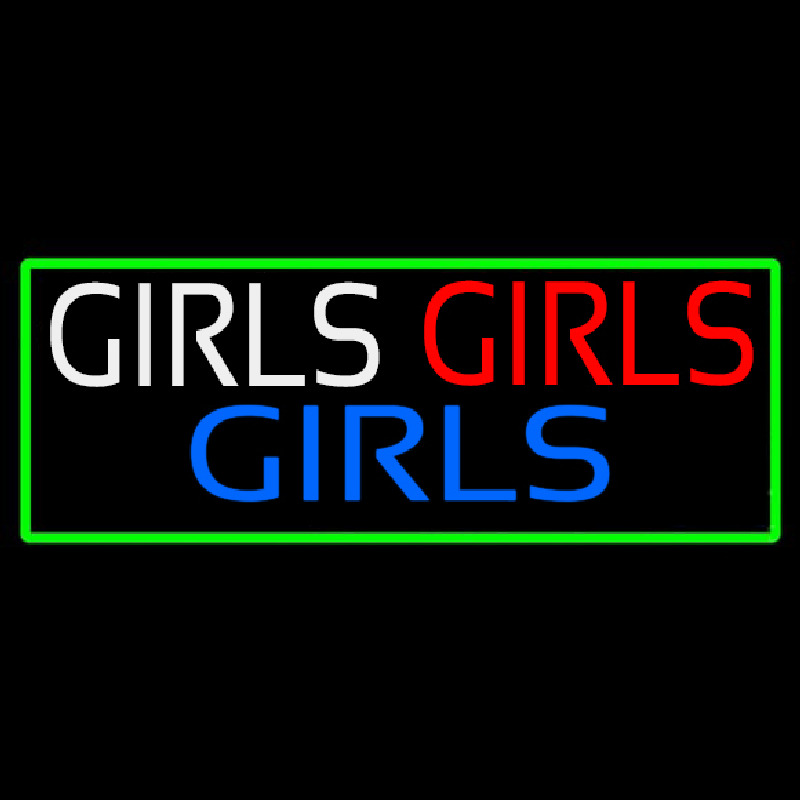 Girls Girls Girls Strip With Turquoise Border Neontábla