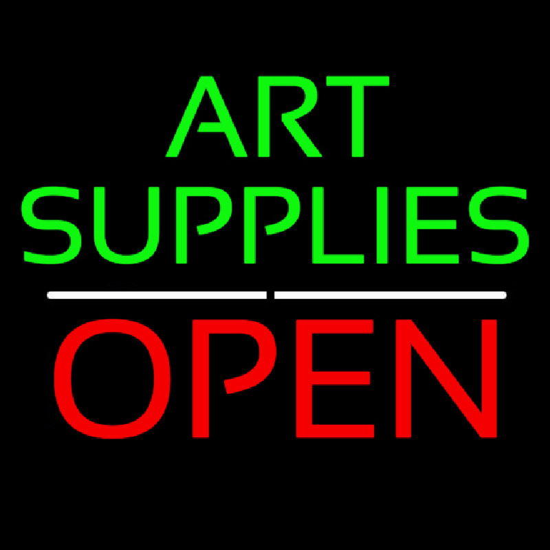 Green Art Supplies With Open 1 Neontábla