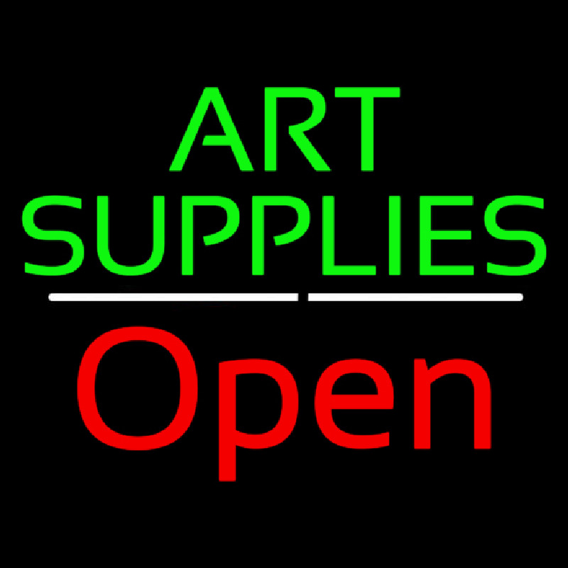 Green Art Supplies With Open 2 Neontábla