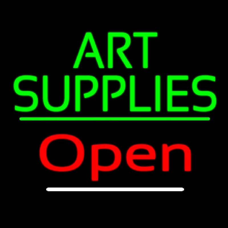 Green Art Supplies With Open 3 Neontábla