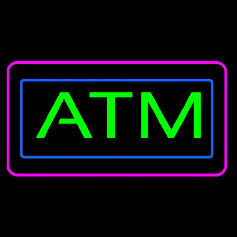 Green Atm Pink Blue Border Neontábla