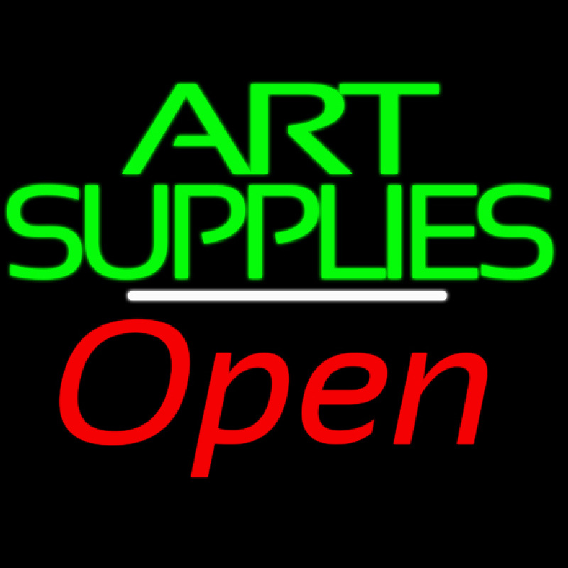 Green Double Stroke Art Supplies With Open 2 Neontábla