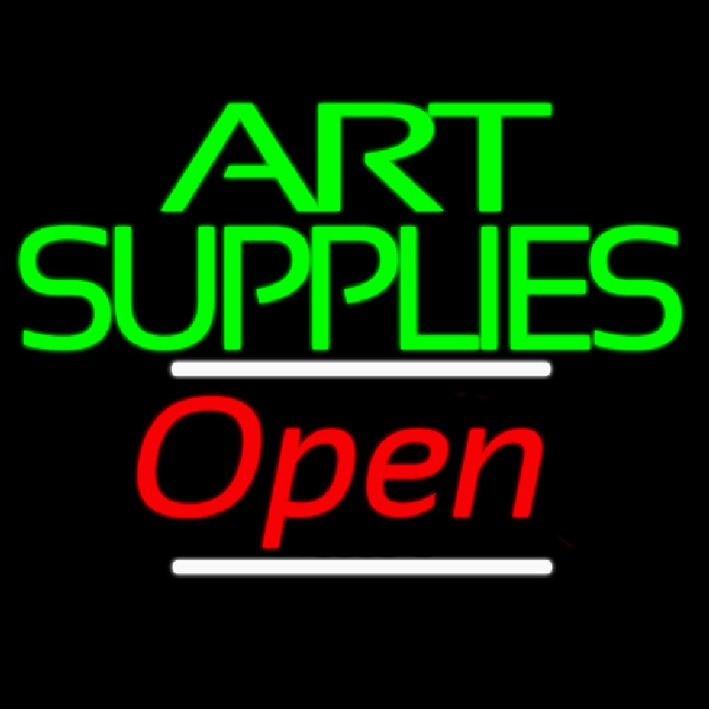 Green Double Stroke Art Supplies With Open 3 Neontábla