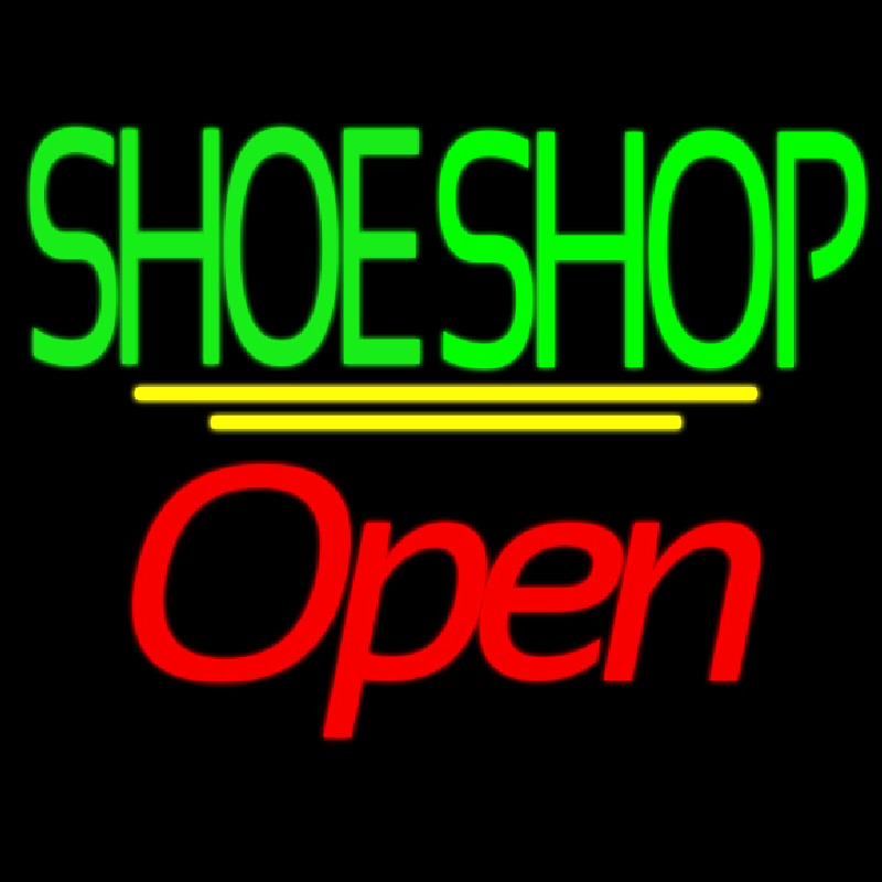 Green Double Stroke Shoe Shop Open Neontábla