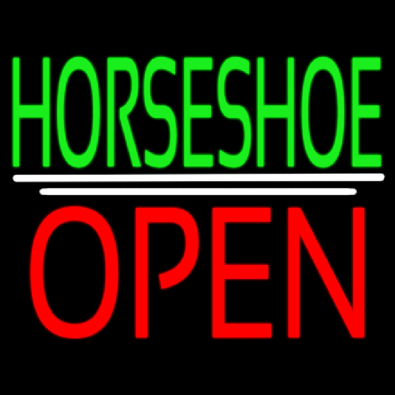 Green Horseshoe Open Neontábla