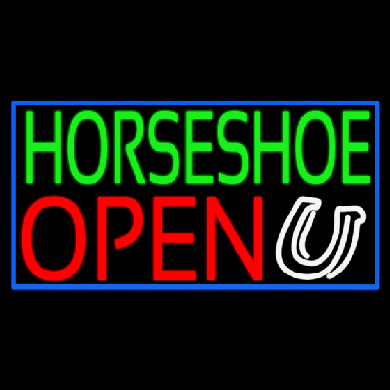 Green Horseshoe Open With Border Neontábla