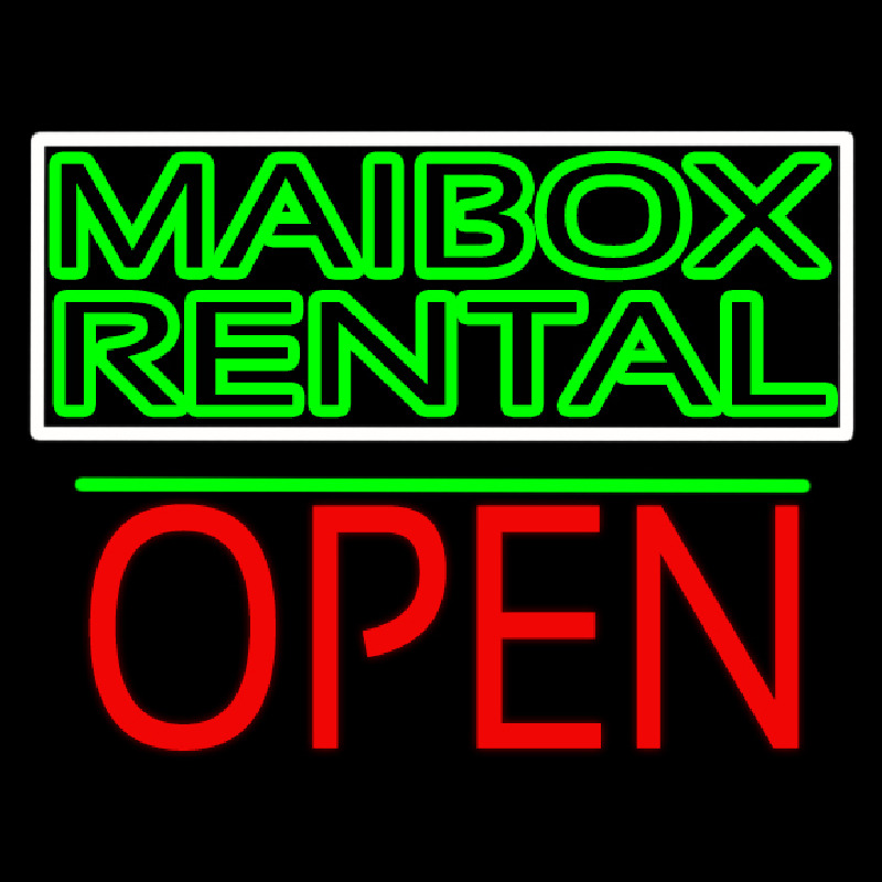 Green Mailbo  Rental Block With Open 1 Neontábla