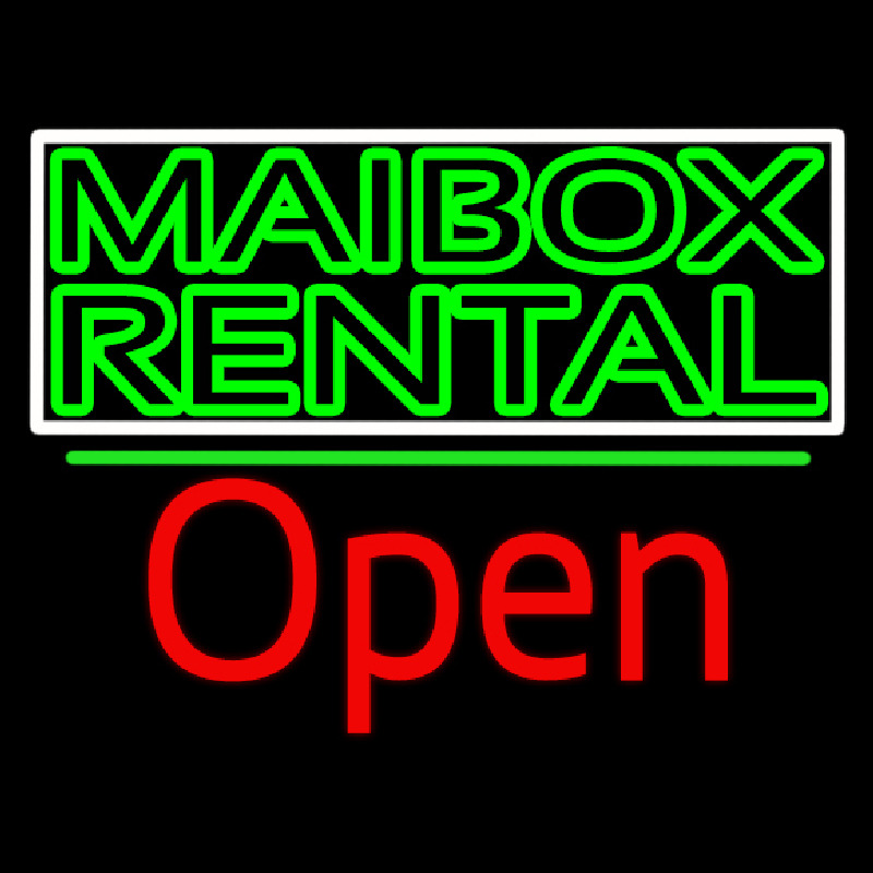 Green Mailbo  Rental Block With Open 2 Neontábla