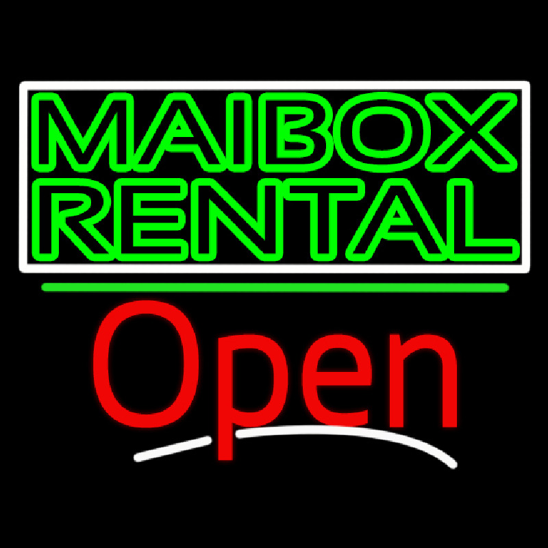 Green Mailbo  Rental Block With Open 3 Neontábla