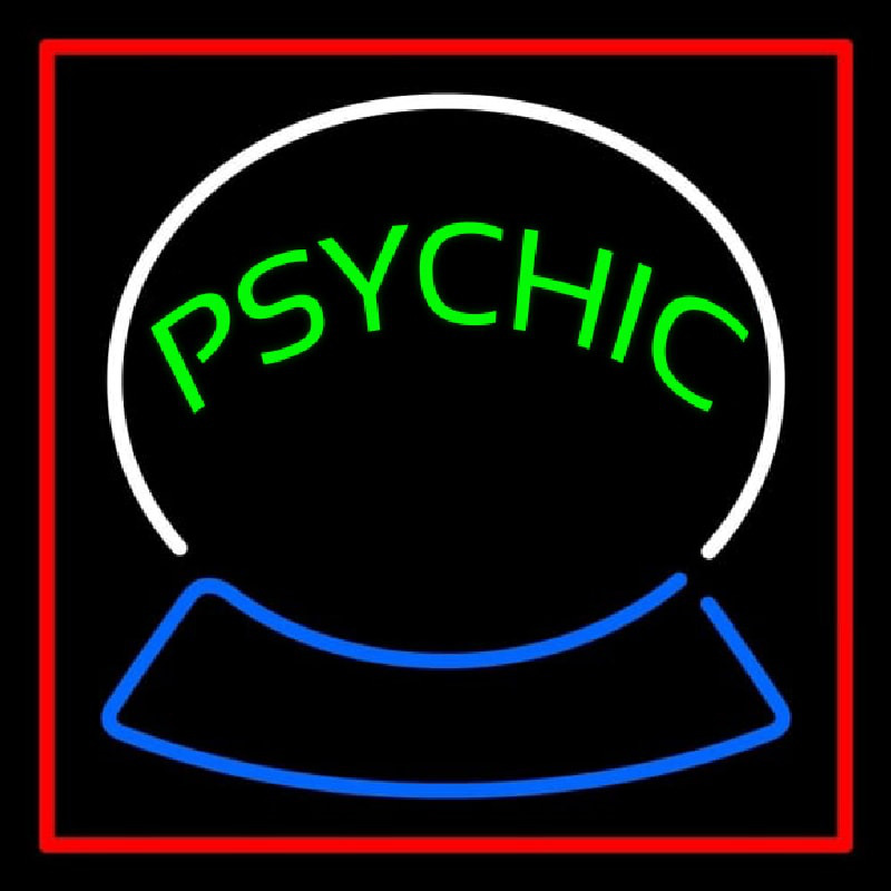 Green Psychic Logo Red Border Neontábla