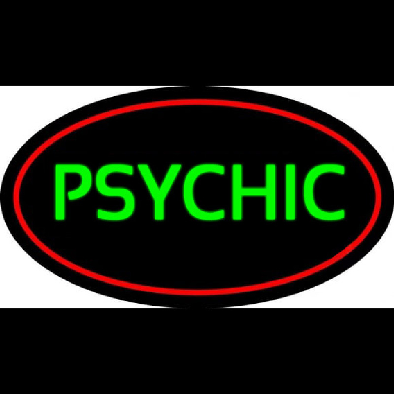 Green Psychic With Red Border Neontábla