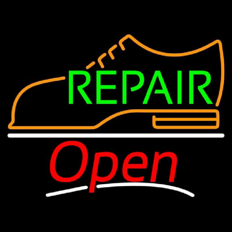 Green Repair Orange Shoe Logo Open Neontábla