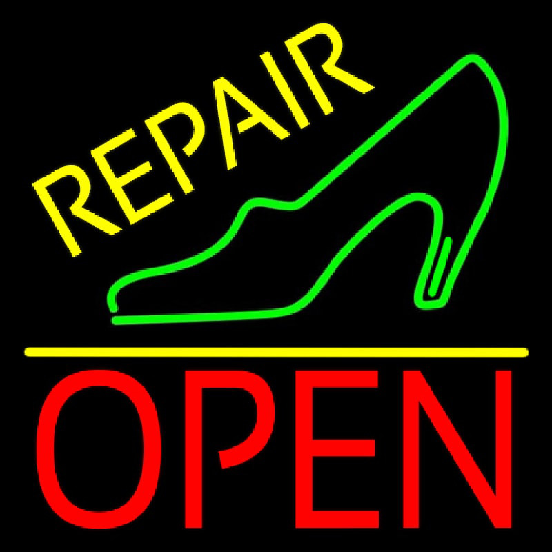 Green Sandal Repair Open Neontábla