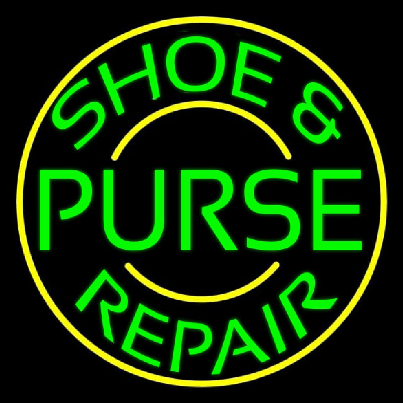 Green Shoe And Purse Repair With Border Neontábla