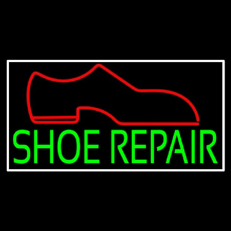 Green Shoe Repair With Border Neontábla