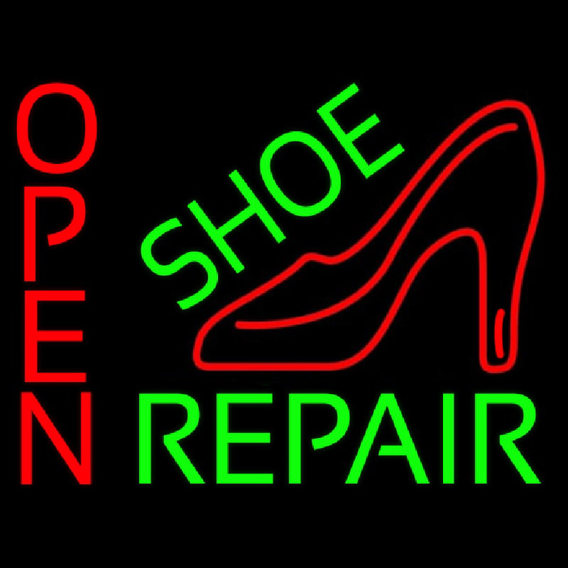 Green Shoe Repair With Sandal Open Neontábla