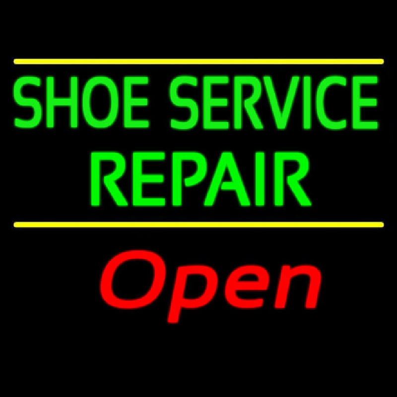 Green Shoe Service Repair Open Neontábla