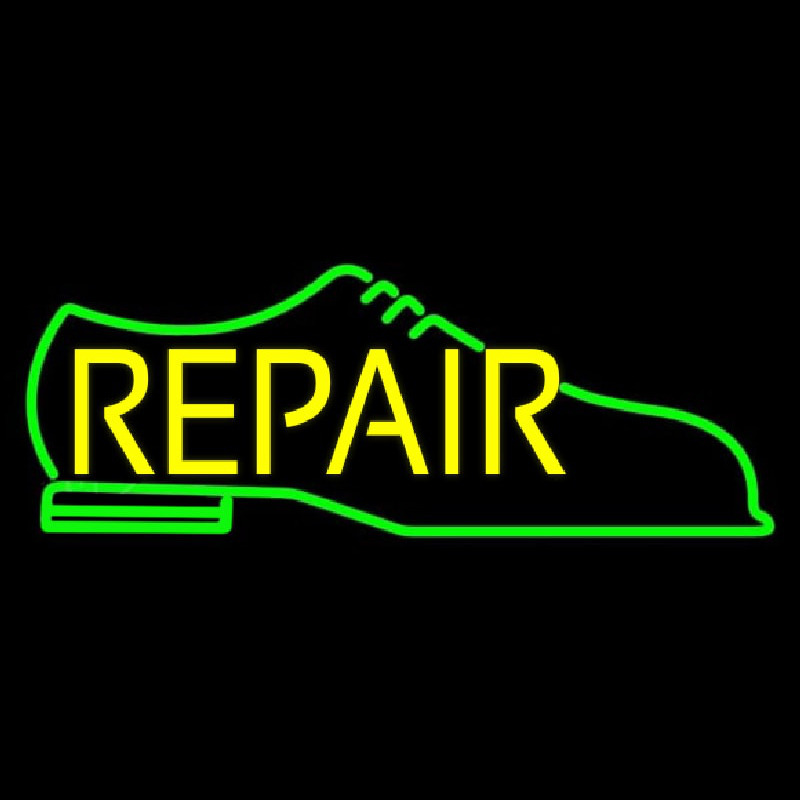 Green Shoe Yellow Repair Neontábla