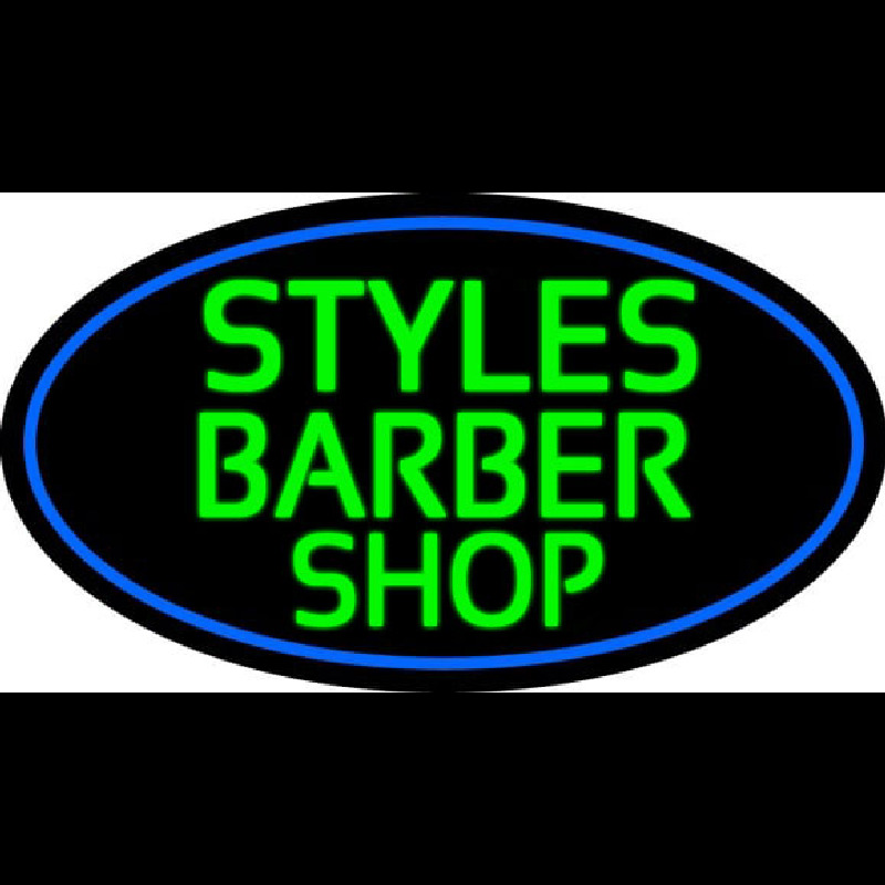 Green Styles Barber Shop With Blue Border Neontábla