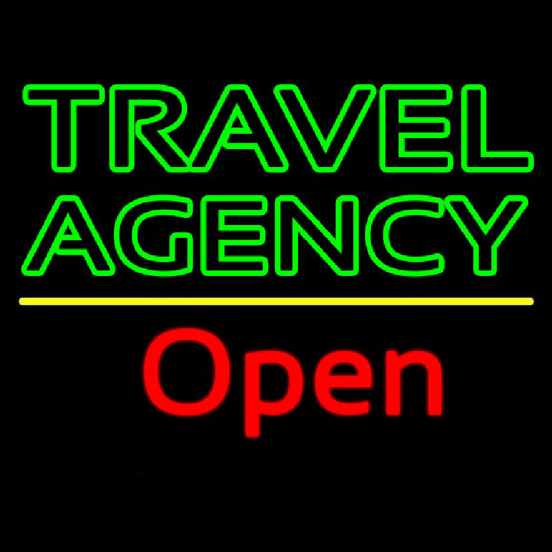 Green Travel Agency Open Neontábla