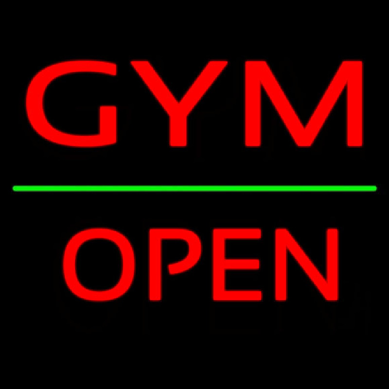 Gym Block Open Green Line Neontábla