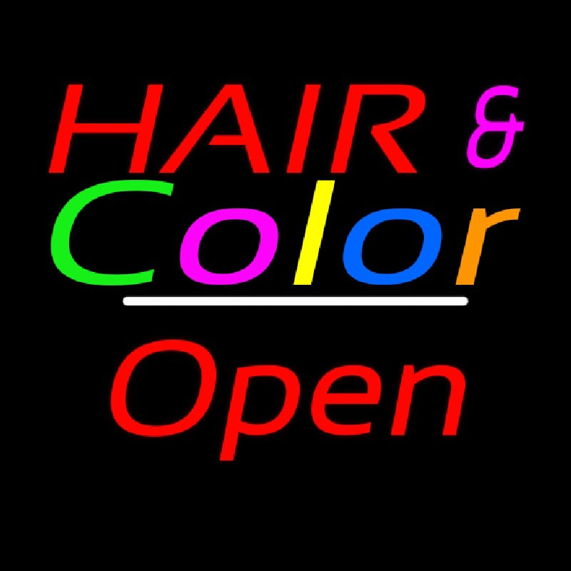 Hair And Color Open White Line Neontábla