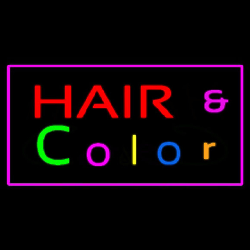 Hair And Color With Pink Border Neontábla