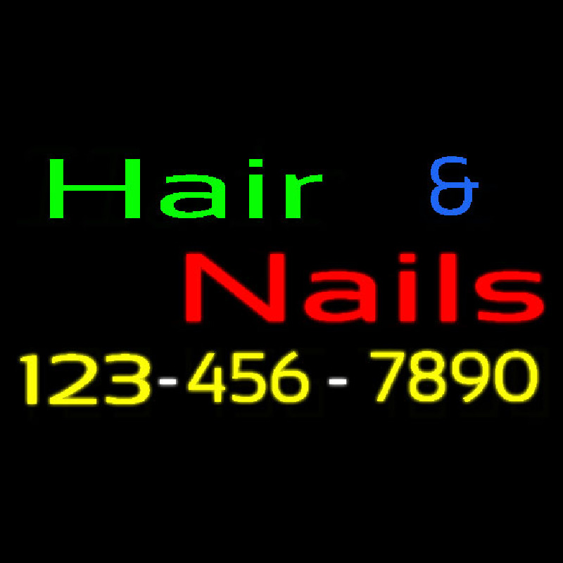 Hair And Nails With Number Neontábla