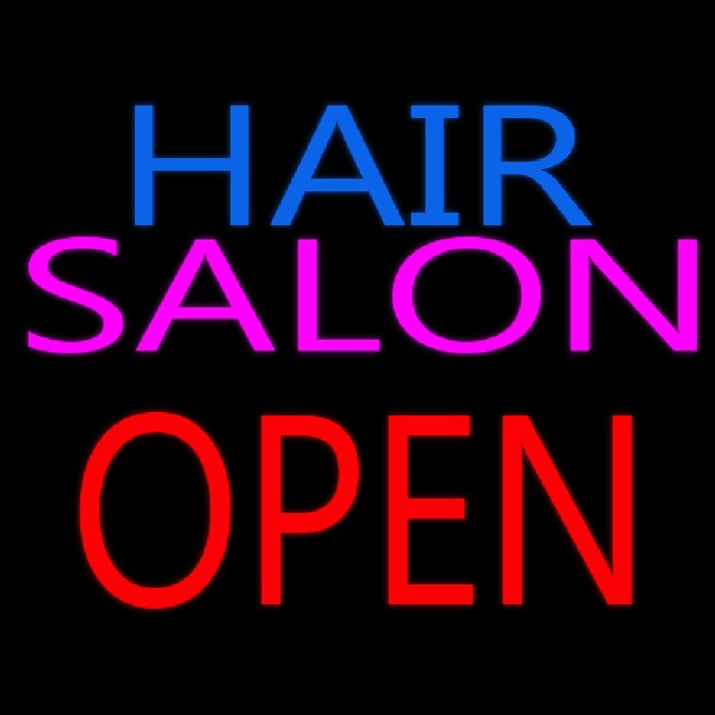 Hair Salon Block Open Neontábla