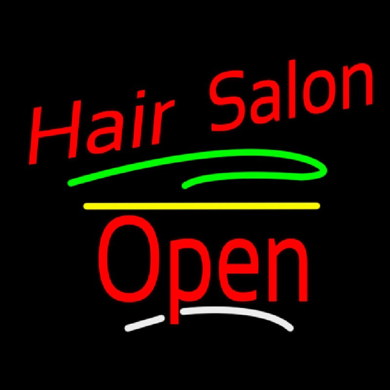 Hair Salon Open Yellow Line Neontábla