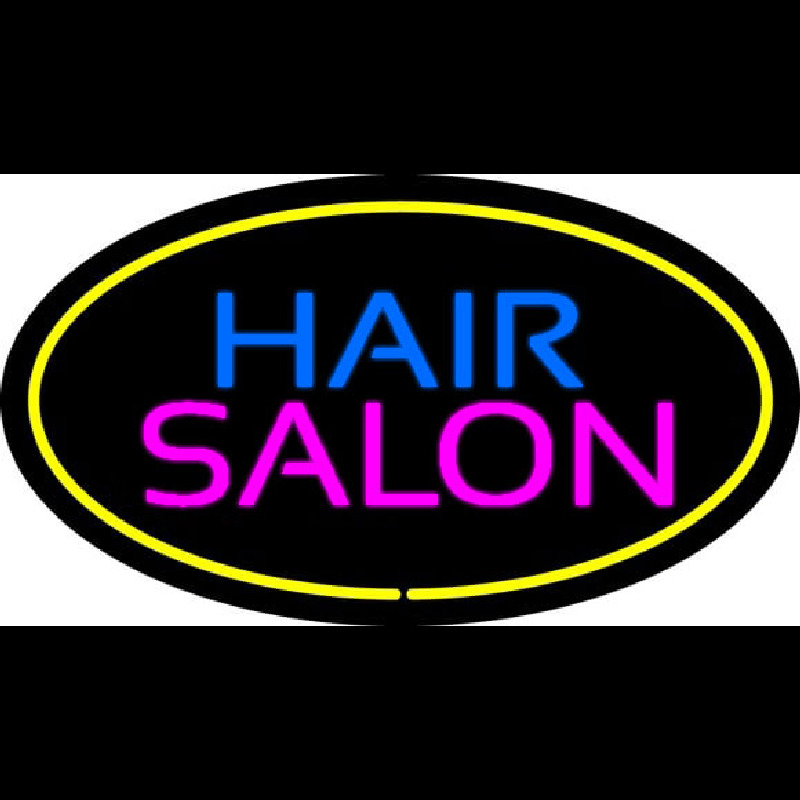 Hair Salon Oval Yellow Neontábla